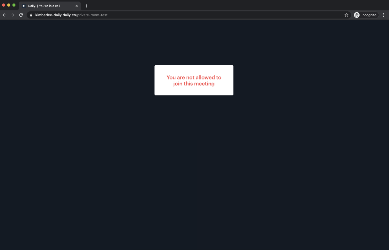 Screenshot of call screen that says “You are not allowed to join this meeting.”