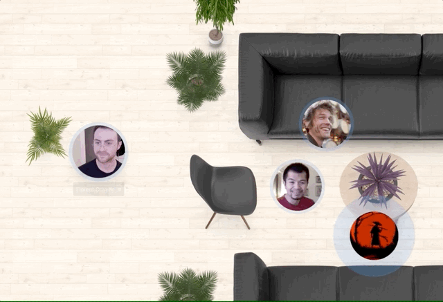 GIF showing a Teamflow user waving hi to a group of colleagues.
