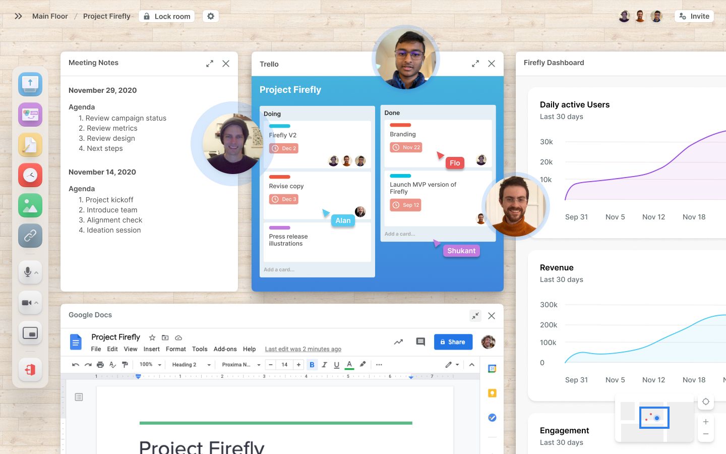 Teamflow dashboard showing embedded apps. 