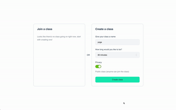 The fitness demo's current recording user flow