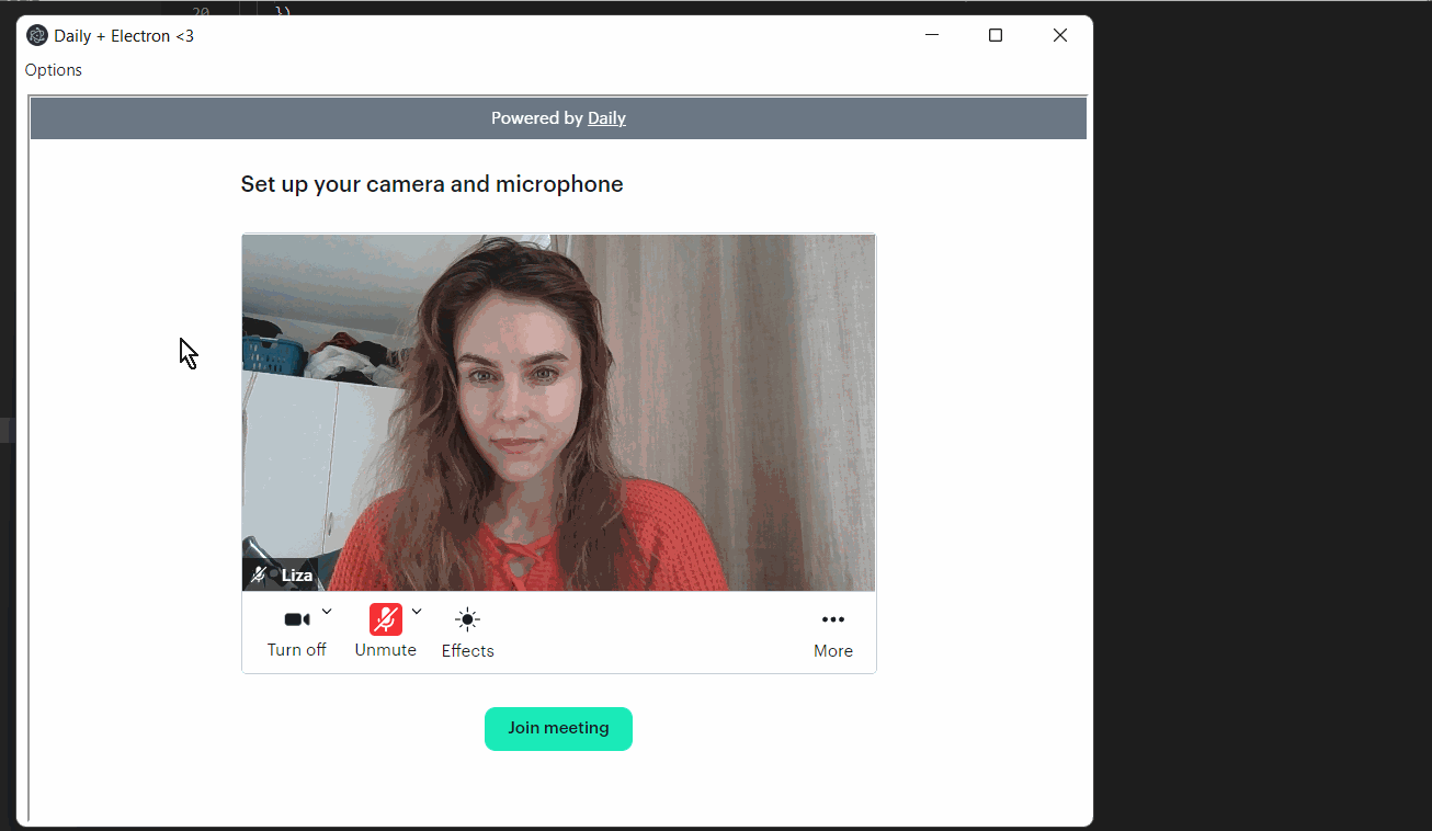 GIF of video call participant selecting and applying a virtual background
