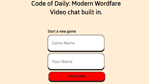 Form to create a Code of Daily: Modern Wordfare game