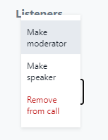 User controls for "promoting" a participant to a moderator