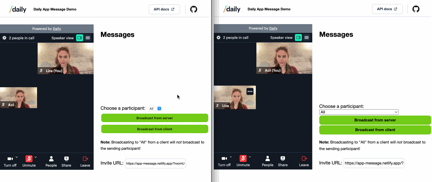 GIF showing two clients sending client and server-side app messages to each other.