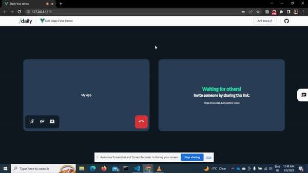 Toggling video and screen share with keyboard shortcuts in a Vue video call app