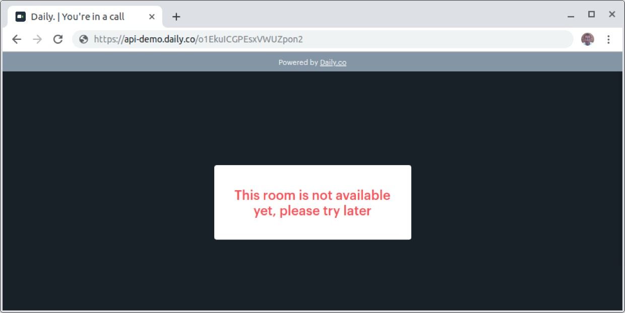 Daily.co API room not available warning