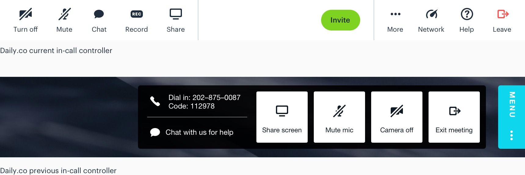 Daily.co in-call controls