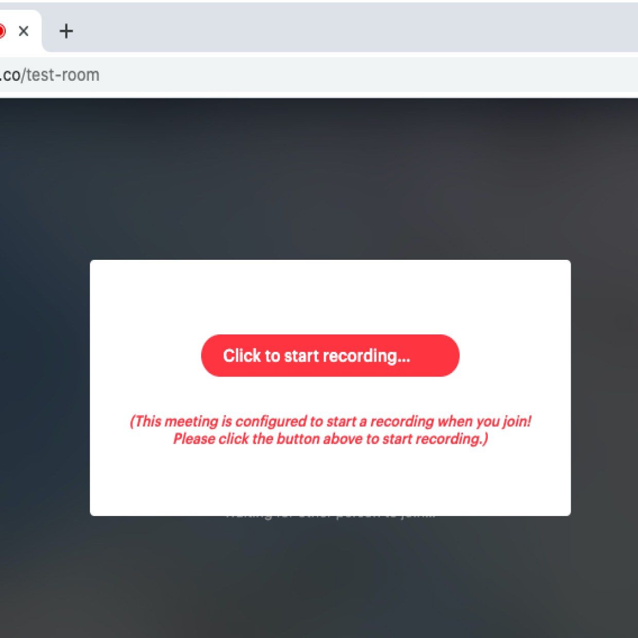 screenshot of ‘Click to start recording’ notification when joining Daily.co call