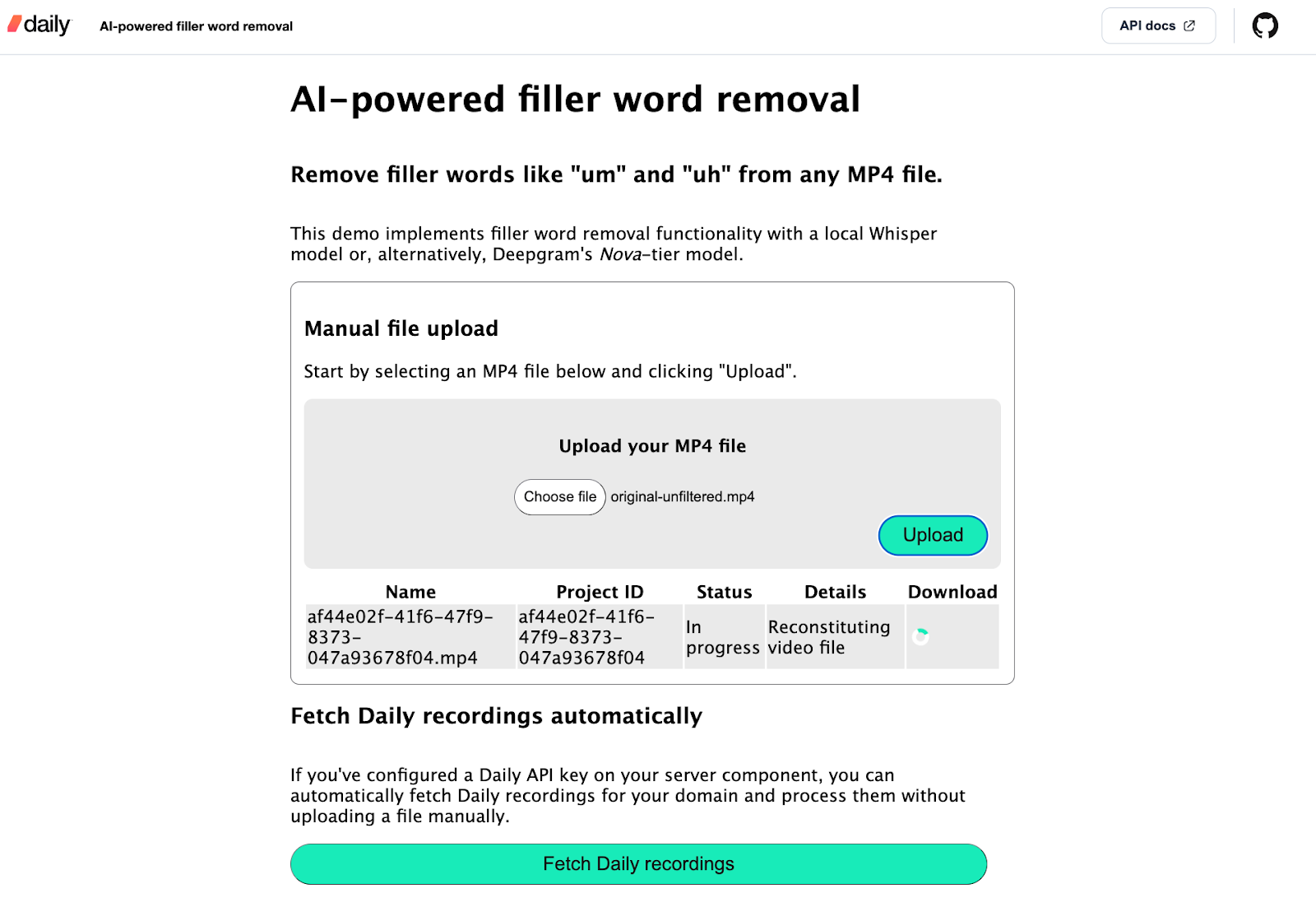 AI-assisted removal of filler words from video recordings