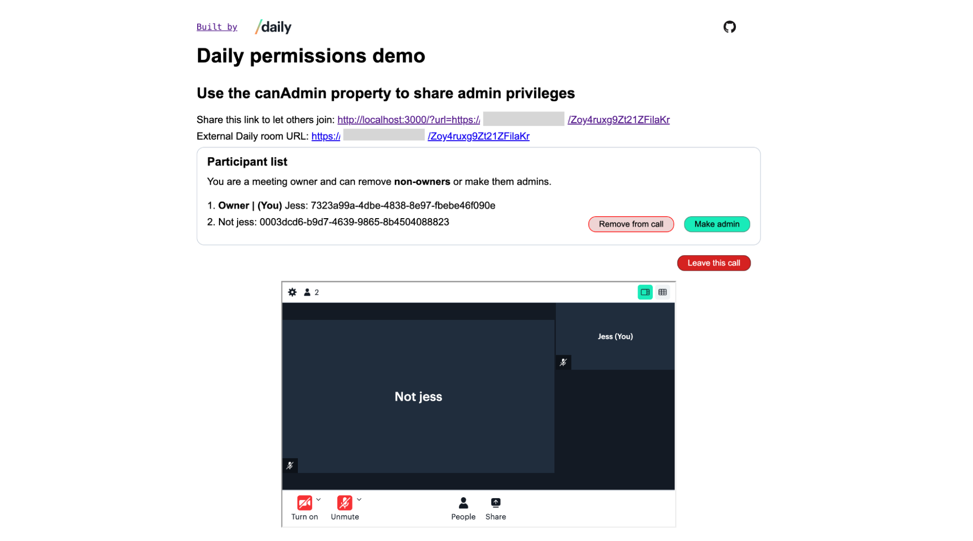 Share admin privileges with participants during a real-time video call