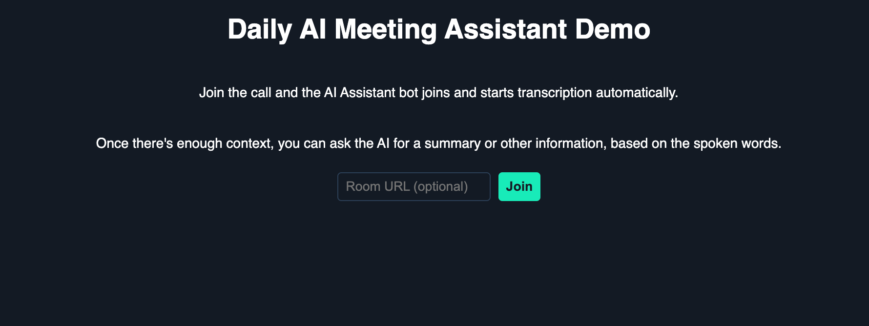 Daily AI meeting assistant demo landing page