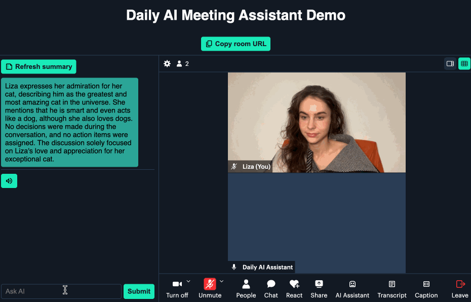 Making a custom query to the AI meeting assistant