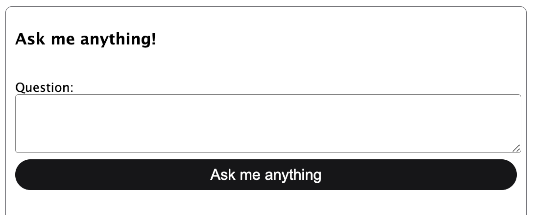 "Ask me anything" form in an enabled state