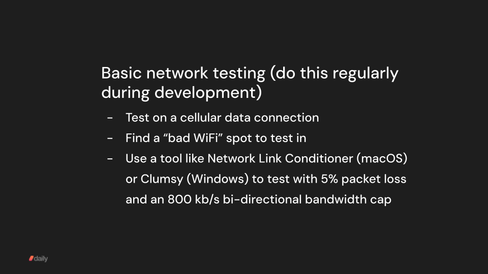 Basic network testing for real-time video