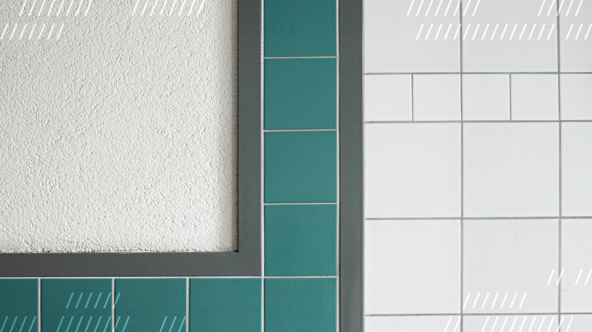 Teal and white tiles
